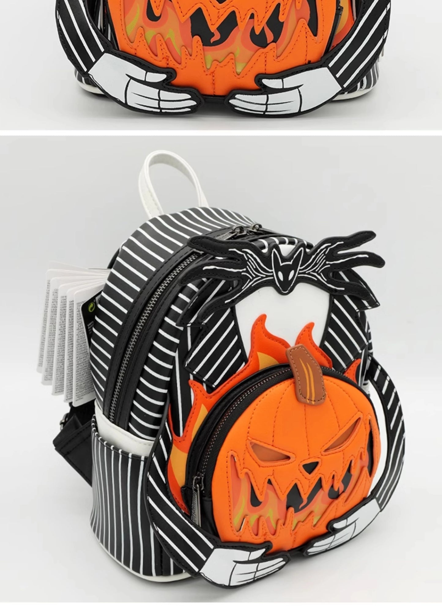 Loungefly Disney Series Jack And Sally Movie Pu Leather Backpack Mini Student Bag Practical Gift For Holidays And Birthdays