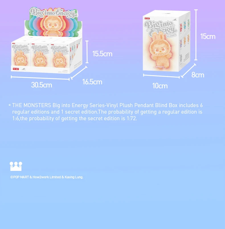 POP MART Labubu THE MONSTERS Big into Energy Series-Vinyl Plush Pendant Mystery Box Guess Bag Toys Doll Cute Anime Figure