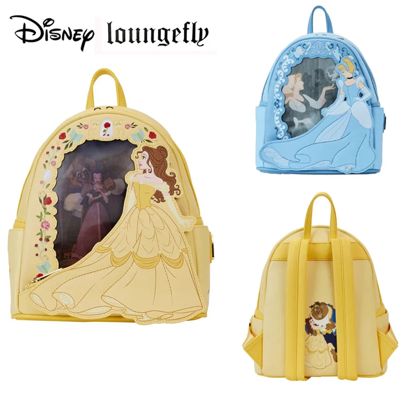 Loungefly Genuine Beauty And the Beast Backpack Waterproof Princess Cinderella Perspective Bag for Girls Animation Cosplay Gift