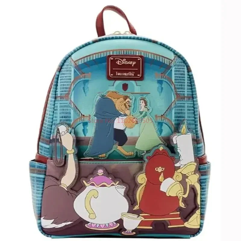 Loungefly Disney Bags Beauty And The Beast Library Castle Scene Mini Backpacks Cartoon Double Shoulder Women Portable Backpack
