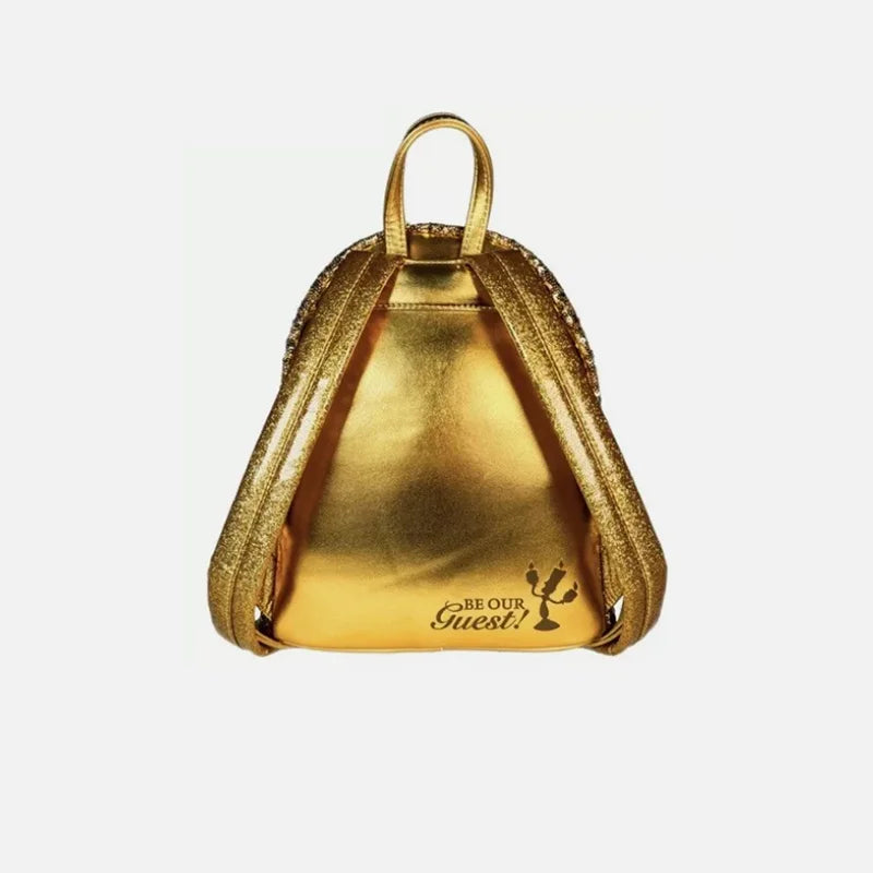 2024 New Hot  Loungefly Disney Beauty And The Beast Lumiere Sequin Mini Backpack Girl Gift Shoulder Bag Purse Cute Cartoon Girl'