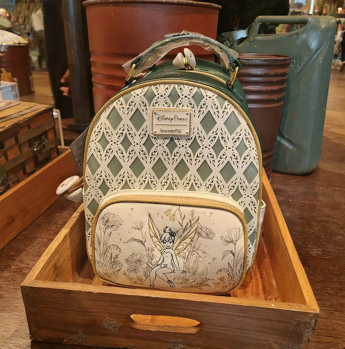 New Loungefly Disney Tinker Bell Fairy Princess Backpack Cartoon Print Trendy Fashion Women'S Holiday Gift