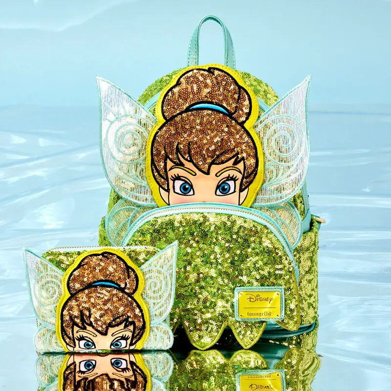 Hot Disney Loungefly Tinker Bell Sequined Ladies Mini Backpack Anime Peripheral Children'S Satchel Cute Princess Backpack Gift