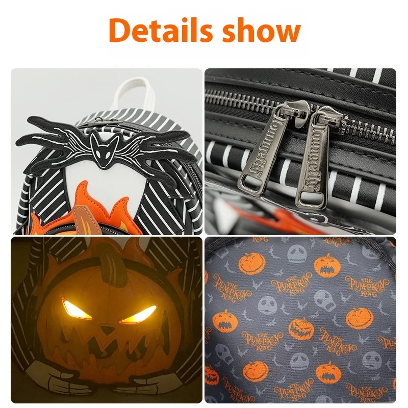 Loungefly Disney Series Jack And Sally Movie Pu Leather Backpack Mini Student Bag Practical Gift For Holidays And Birthdays