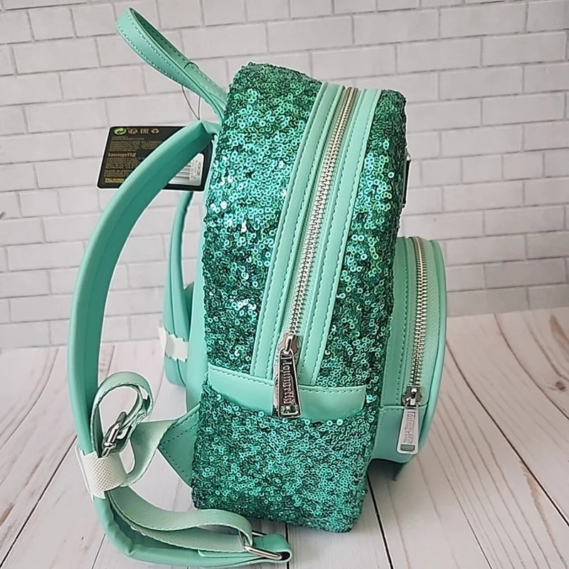 New Loungefly Disney Little Mermaid Snow Globe Sequin Mini Backpack