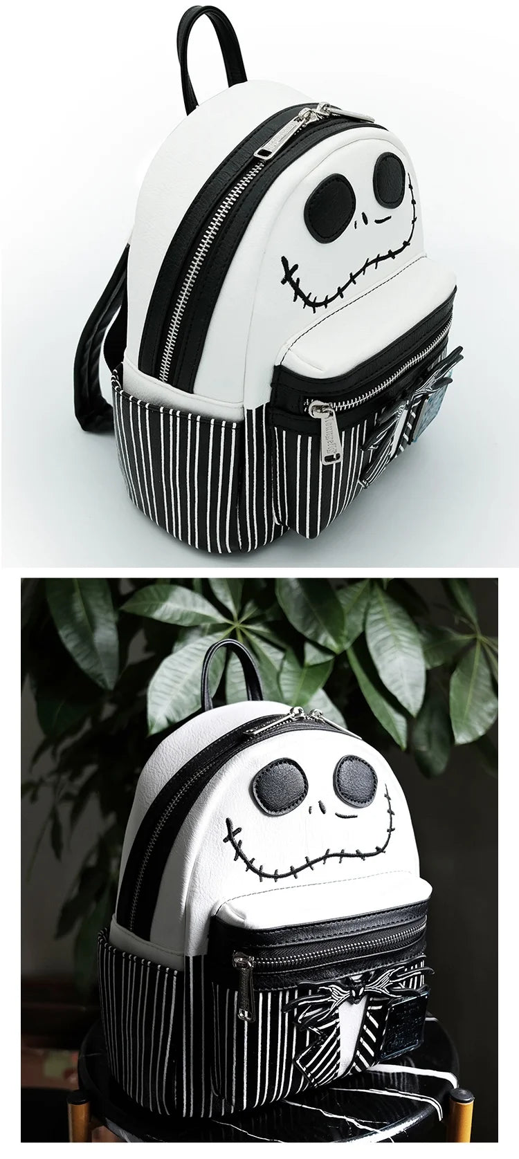 Loungefly Disney Series Jack And Sally Movie Pu Leather Backpack Mini Student Bag Practical Gift For Holidays And Birthdays