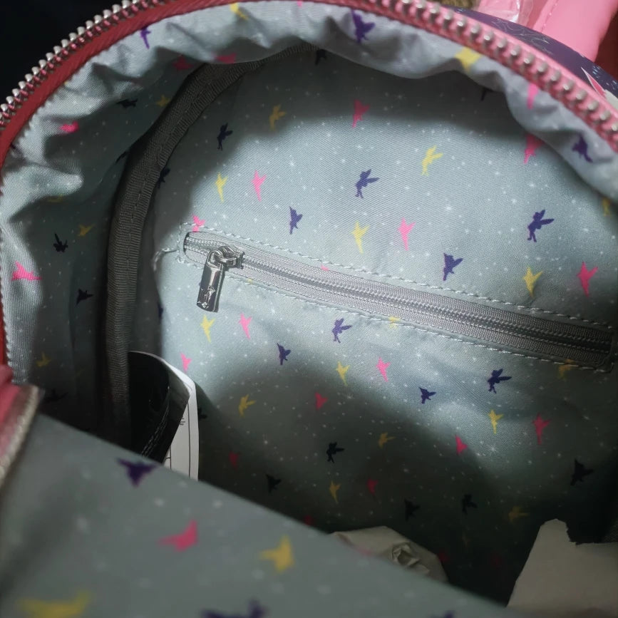 New Loungefly Disney Tinker Bell Fairy Princess Backpack Cartoon Print Trendy Fashion Women'S Holiday Gift