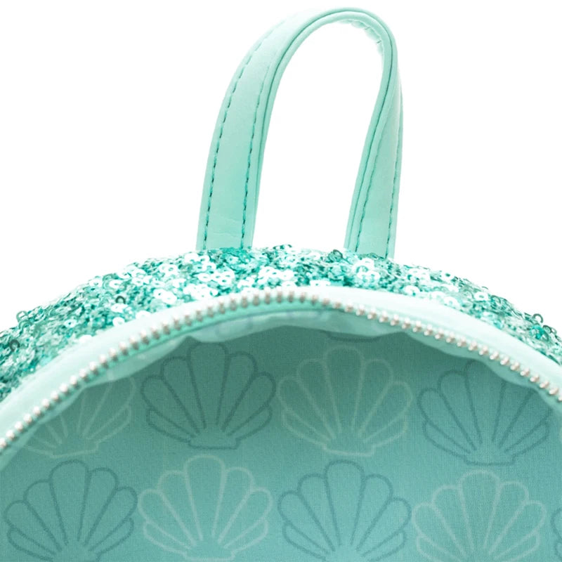 New Loungefly Disney Little Mermaid Snow Globe Sequin Mini Backpack