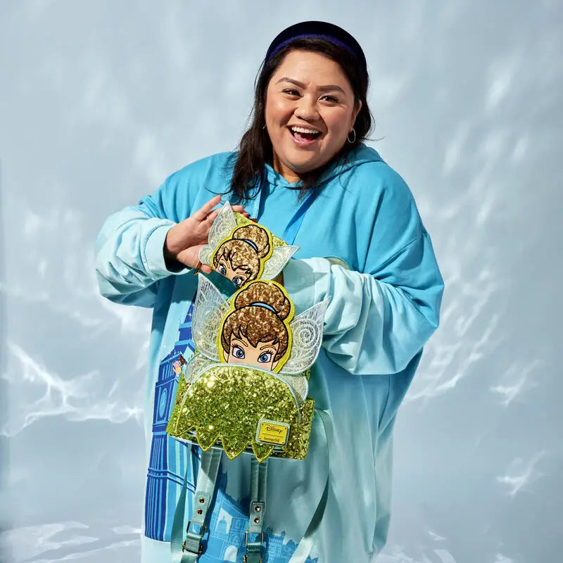 Hot Disney Loungefly Tinker Bell Sequined Ladies Mini Backpack Anime Peripheral Children'S Satchel Cute Princess Backpack Gift