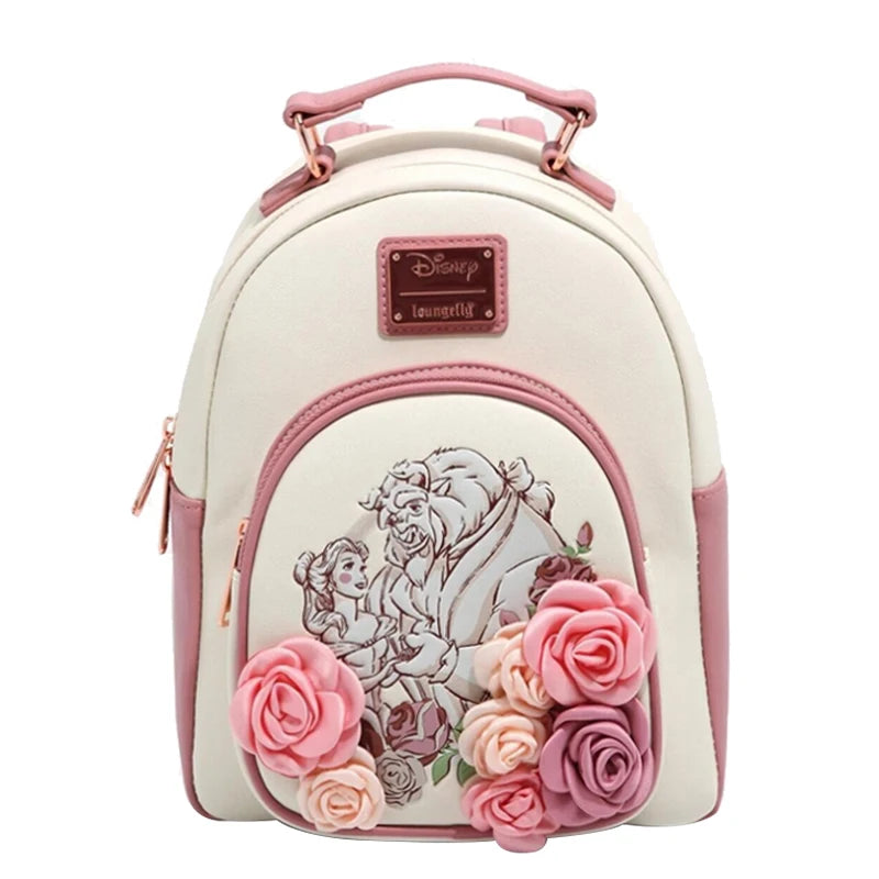 New Loungefly Disney Beauty and The Beast Belle Stained Glass Portrait Mini Backpack Wallet