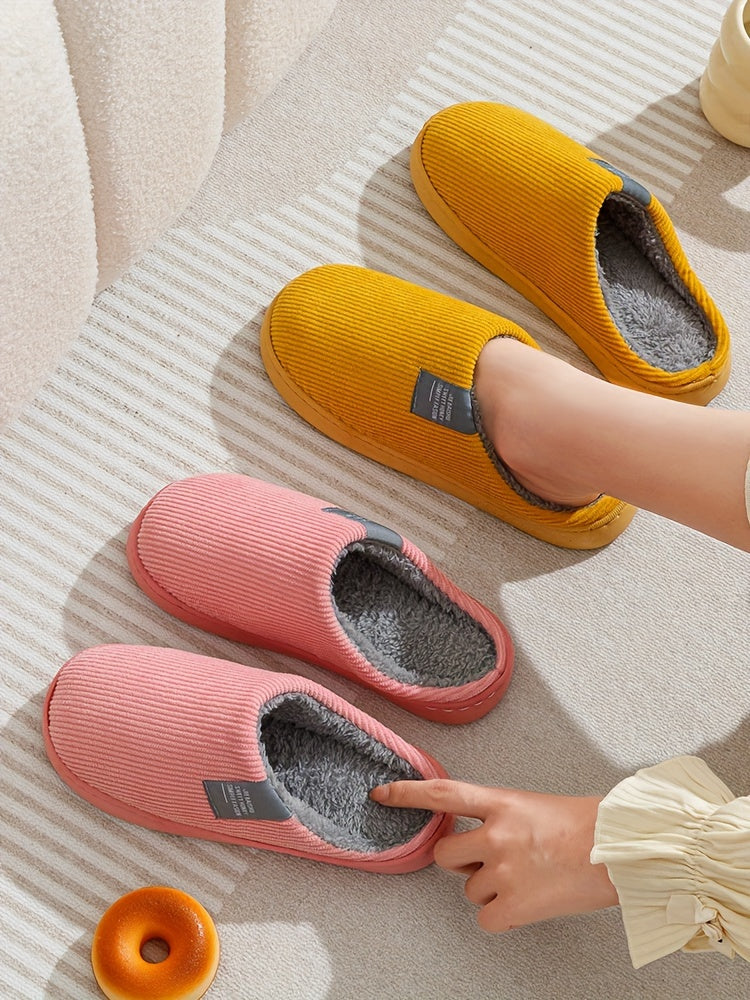 [Soft Plush House Shoes] Plush Women's & Unisex Slip-On Slippers | Non-Slip Rubber Sole, Winter Warm Indoor House Shoes, Soft Cushioned Footbed | Multi-Color (Pink, Blue, Grey, Brown, Green, Yellow, Orange) for Home, Postpart