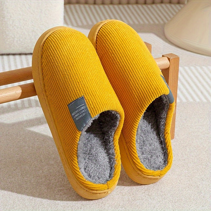 [Soft Plush House Shoes] Plush Women's & Unisex Slip-On Slippers | Non-Slip Rubber Sole, Winter Warm Indoor House Shoes, Soft Cushioned Footbed | Multi-Color (Pink, Blue, Grey, Brown, Green, Yellow, Orange) for Home, Postpart