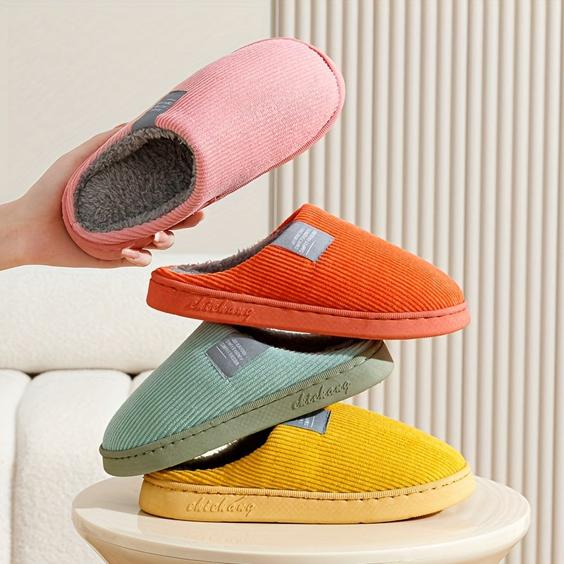 [Soft Plush House Shoes] Plush Women's & Unisex Slip-On Slippers | Non-Slip Rubber Sole, Winter Warm Indoor House Shoes, Soft Cushioned Footbed | Multi-Color (Pink, Blue, Grey, Brown, Green, Yellow, Orange) for Home, Postpart