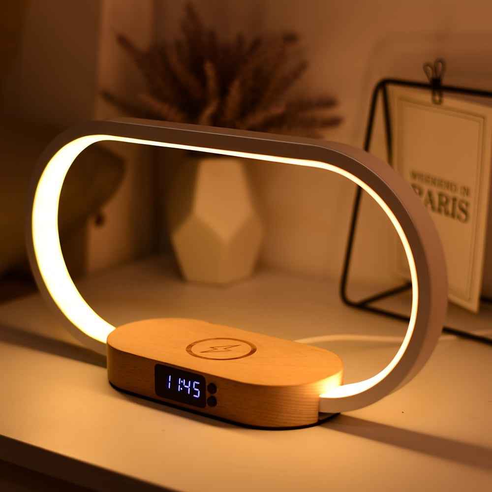 Advanced LED Desk Lamp with Wireless Charger, USB Port, and Multi-Functional Clock - Foldable, Adjustable, and Energy-Efficient - Perfect for Desktop, Bedroom, Bedside, Office, and Study