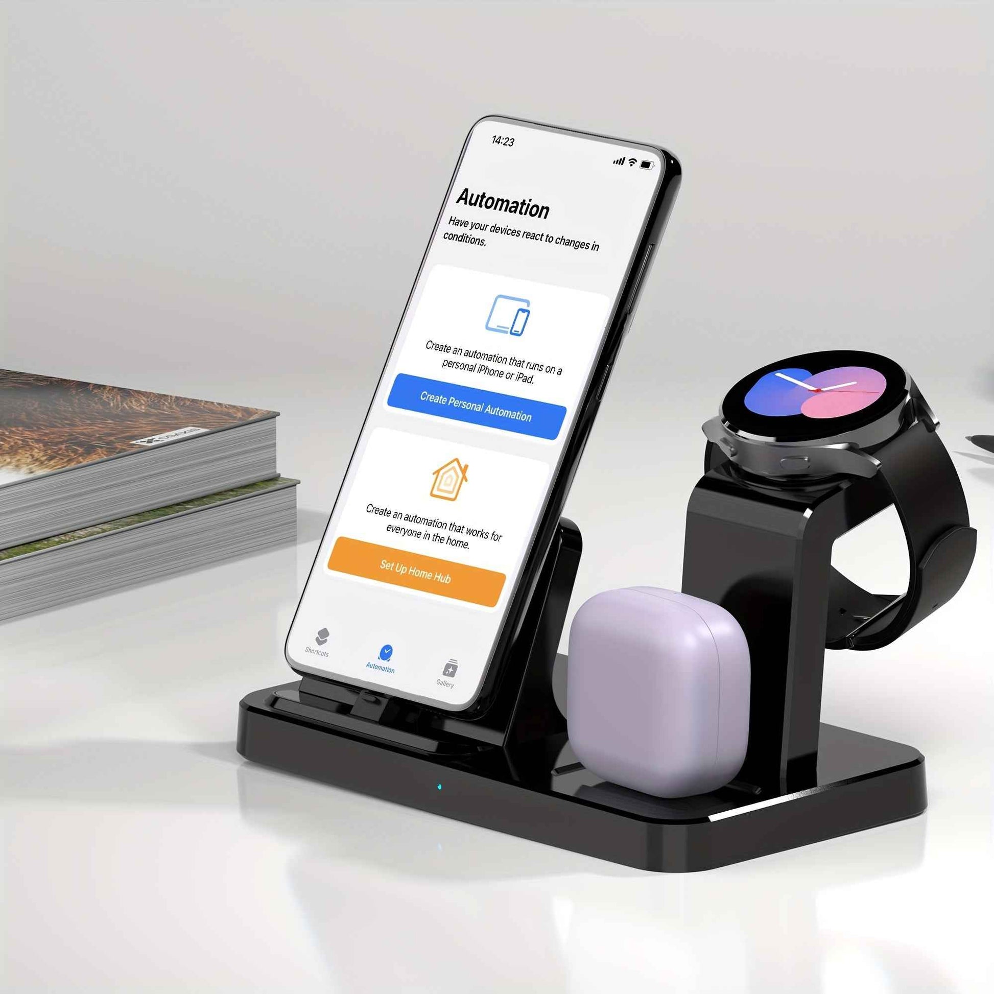 3-in-1 Fast Charging Station for Samsung Multiple Devices - Wireless Charger Dock Stand for Galaxy S23 Ultra/S23+/S22/S21/Note20/Z Flip/Z Fold 4, Galaxy Buds, Watch 6/Classic/5 Pro/4/3/Lte/Active/2/1 with Quick Charging Stand